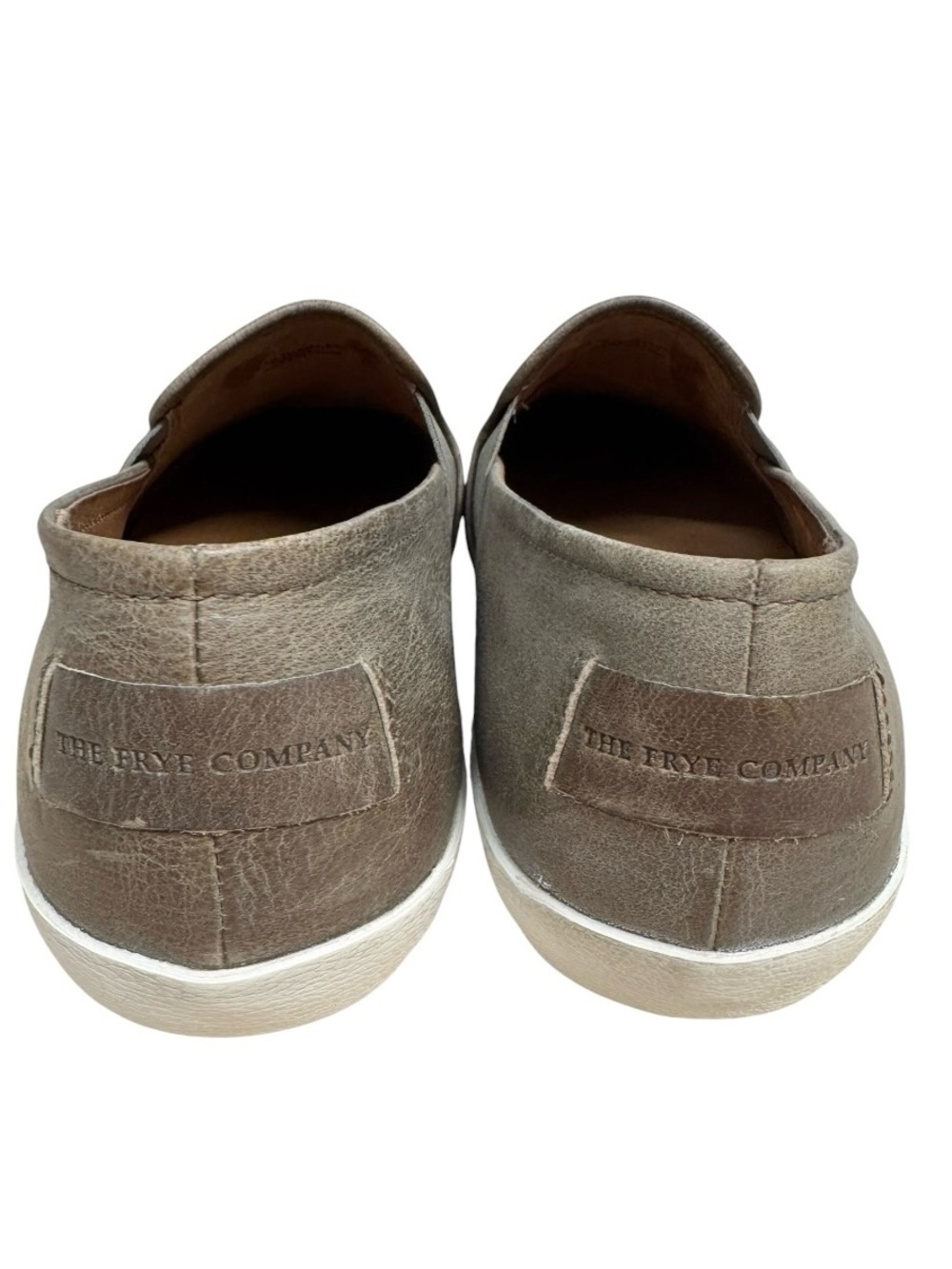 Frye Dylan Slip On Sneakers Gray Distressed Leather Casual Shoes Women US 8.5 - Picture 4 of 10